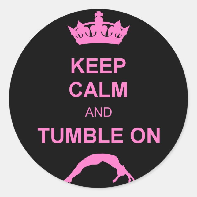 Keep calm and tumble gymnast classic round sticker (Front)