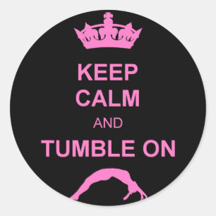 Keep calm and tumble gymnast classic round sticker