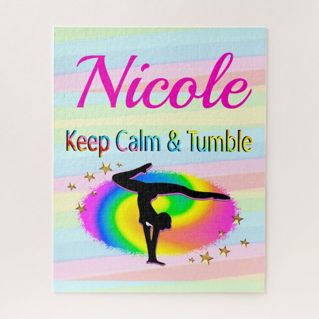 KEEP CALM AND TUMBLE GYMNASTICS DESIGN JIGSAW PUZZLE (Vertical)