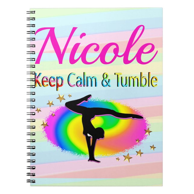 KEEP CALM AND TUMBLE GYMNASTICS DESIGN NOTEBOOK (Front)