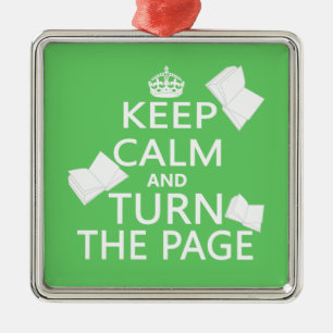 Keep Calm and Turn The Page Metal Tree Decoration