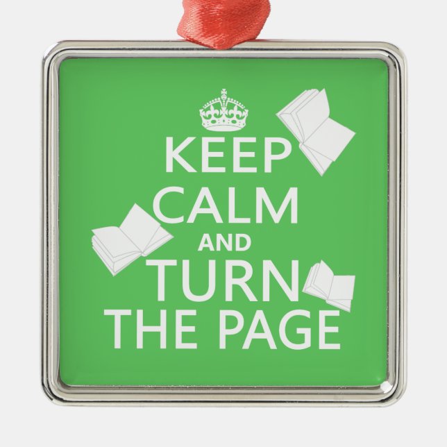 Keep Calm and Turn The Page Metal Tree Decoration (Front)