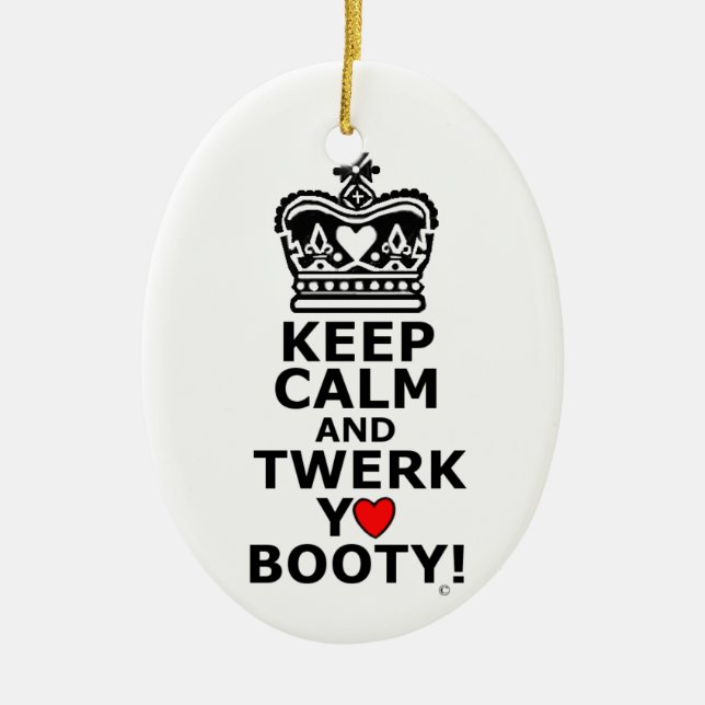 Keep Calm and Twerk Ceramic Tree Decoration (Front)