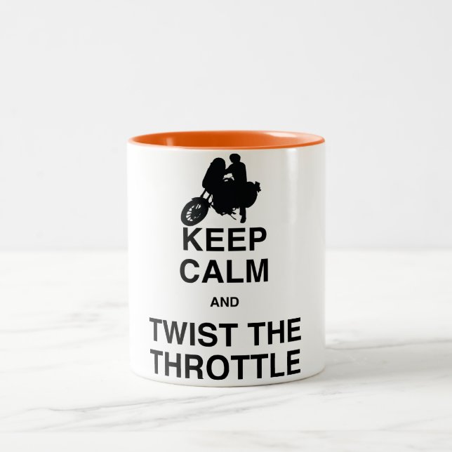 Keep Calm and Twist the Throttle - Cruiser/Harley Two-Tone Coffee Mug (Center)