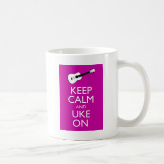 Keep Calm and Uke On (Fuschia) Coffee Mug