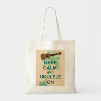 Keep Calm and Ukulele On Fun Original Print Tote Bag