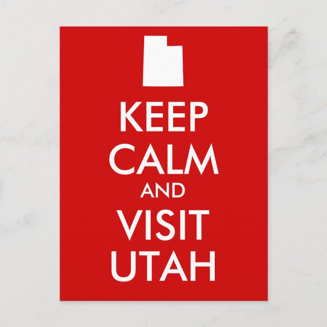 Keep Calm and Visit Utah Postcard (Front)