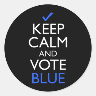 Keep Calm And Vote Blue Classic Round Sticker