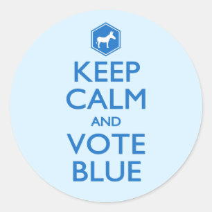 Keep Calm and Vote Blue Classic Round Sticker