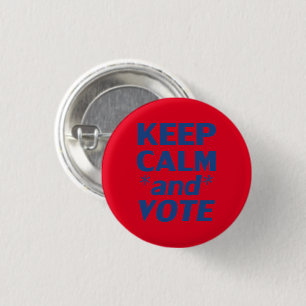 "keep calm and vote" blue, red - 3 cm round badge
