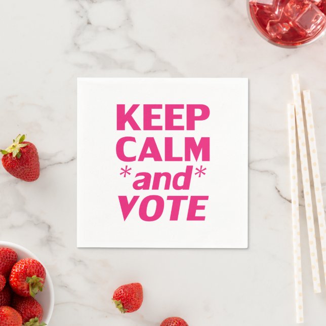 keep calm and vote hot pink modern typography napkin (Insitu)