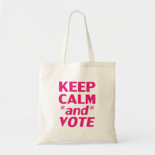 Keep calm and vote hot pink modern typography tote bag