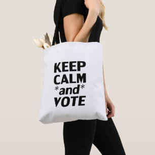 Keep calm and vote modern typography black white tote bag