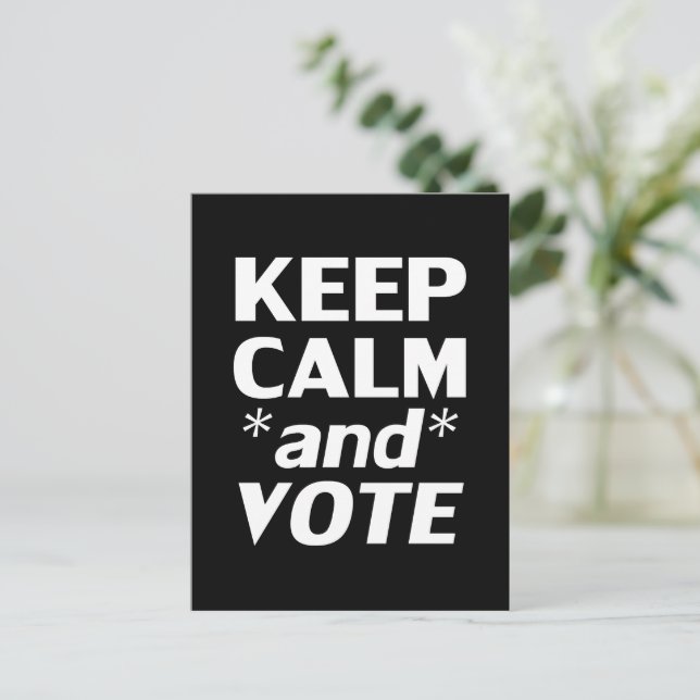keep calm and vote modern typography white black postcard (Standing Front)