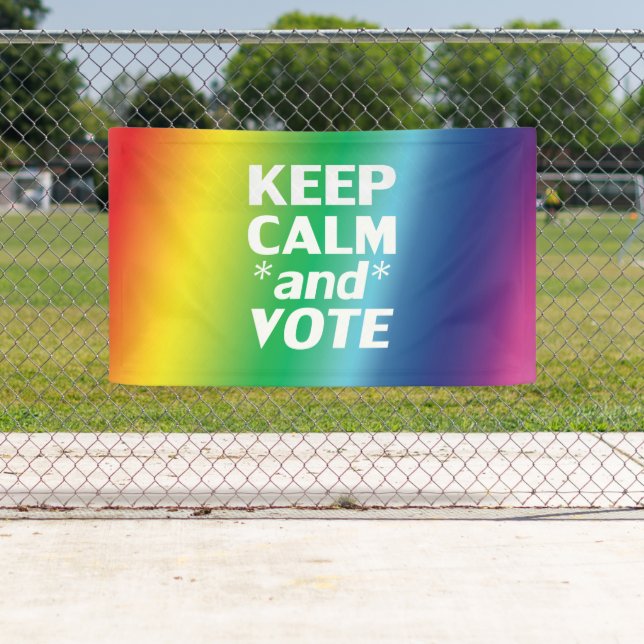 keep calm and vote rainbow gradient lgbt pride banner (Insitu)