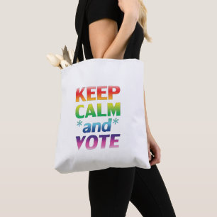 Keep Calm and Vote rainbow gradient typography Tote Bag