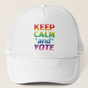 keep calm and vote rainbow typography lgbt pride trucker hat