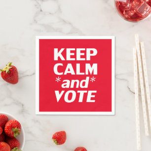 "Keep Calm and Vote" red white paper Napkin