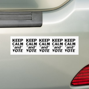 Keep calm and vote typography modern black white bumper sticker