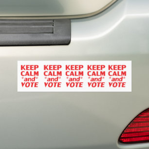 Keep calm and vote white and red typography modern bumper sticker