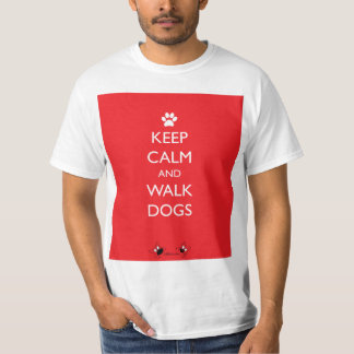 Keep Calm and Walk Dogs White Paw T-Shirt