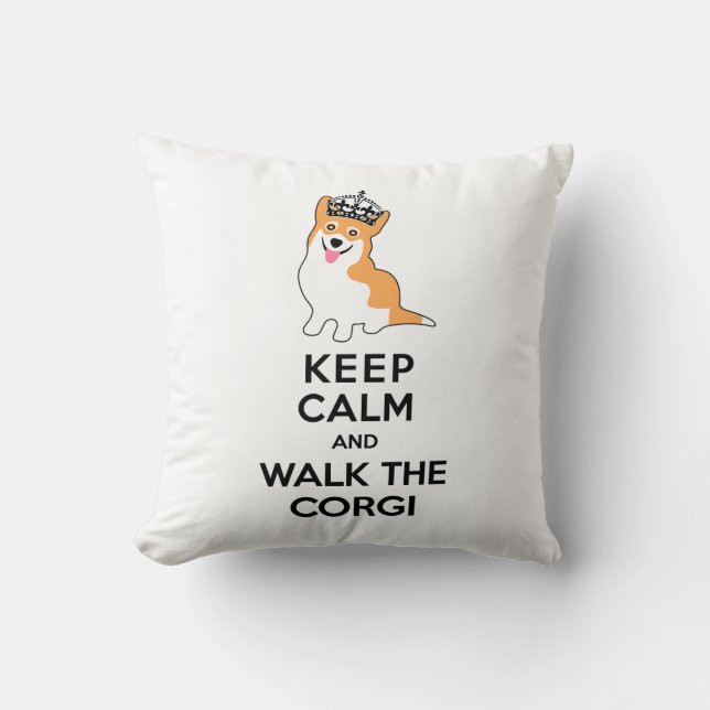 Keep Calm and Walk the Corgi Cute Dog Cushion (Front)