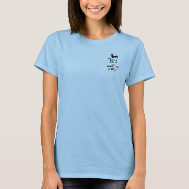 Keep Calm and Walk the Doxie - Cute Dachshund T-Shirt (Front)