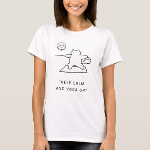 Keep Calm and Yoga On   Yoga Cat Illustration T-Shirt