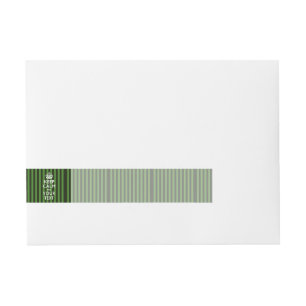 KEEP CALM AND Your Creative Text Green Stripes Wraparound Address Label