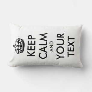 KEEP CALM and YOUR TEXT - black Lumbar Cushion