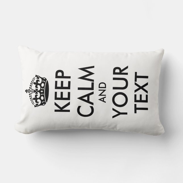 KEEP CALM and YOUR TEXT - black Lumbar Cushion (Front)