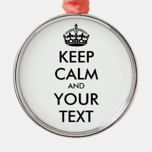 KEEP CALM and YOUR TEXT - black Metal Tree Decoration