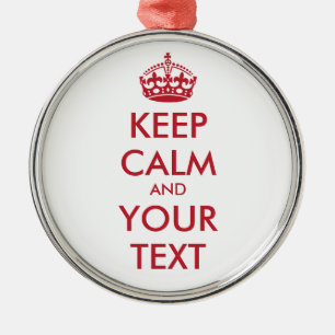 KEEP CALM and YOUR TEXT Metal Tree Decoration