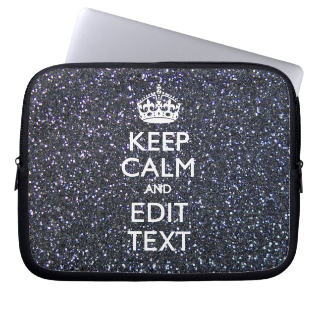 Keep Calm and Your Text on Midnight Style Laptop Sleeve (Front)