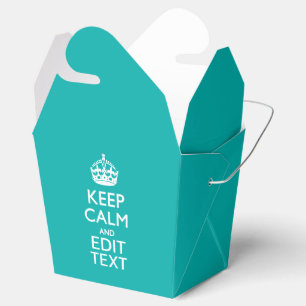 Keep Calm And Your Text on Peacock Turquoise Favour Box