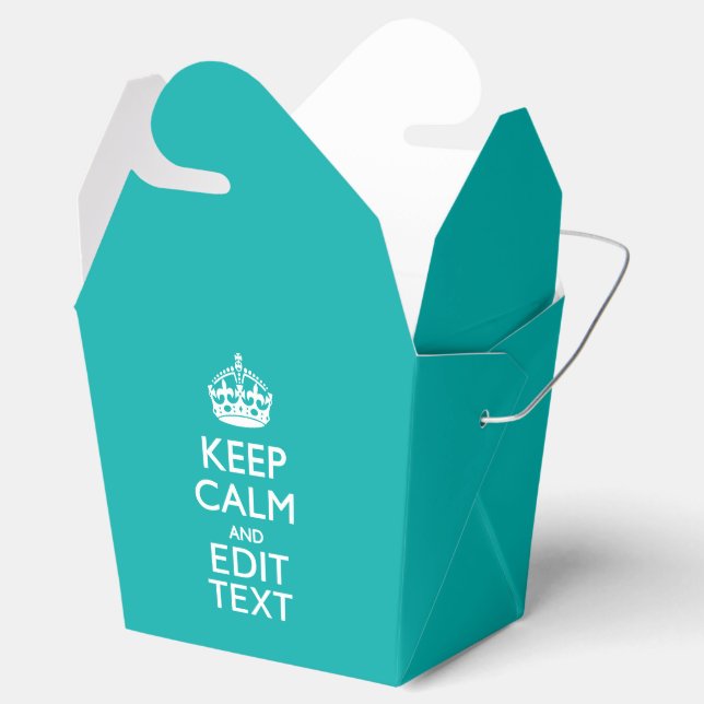 Keep Calm And Your Text on Peacock Turquoise Favour Box (Opened)