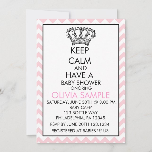 Keep Calm Baby Shower Invitation (Front)