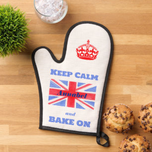 Keep Calm Bake On Union Jack British Flag NAME Oven Mitt