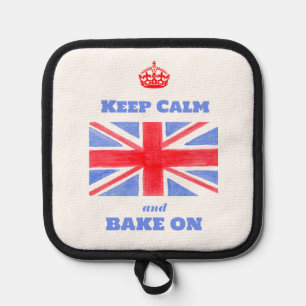 Keep Calm Bake On Union Jack British Flag  Pot Holder