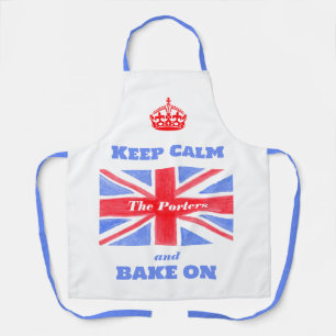 Keep Calm Bake On Union Jack British Flag Unisex A Apron