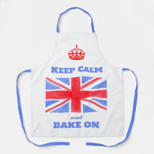 Keep Calm Bake On Union Jack British Flag Unisex Apron