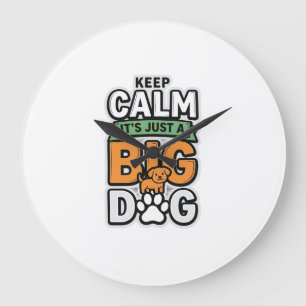 Keep Calm Big Dog Vintage Vector Design_1 Large Clock