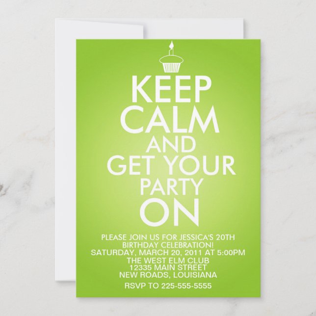 Keep Calm Birthday Invitation (Front)