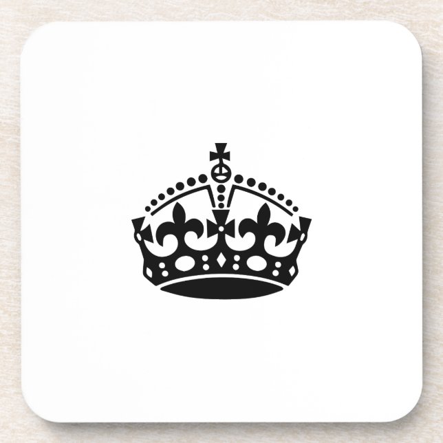 Keep calm black victory crown coaster (Front)
