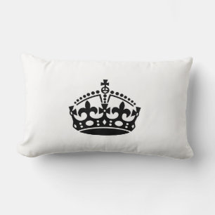 Keep calm black victory crown lumbar cushion