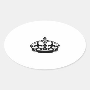 Keep calm black victory crown oval sticker
