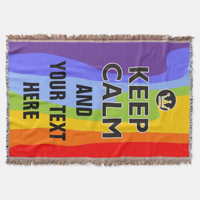 KEEP CALM black + your background & text Throw Blanket (Front)