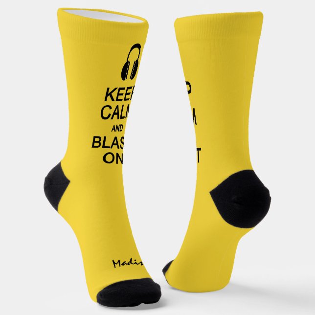 Keep Calm & Blast On custom name & colour Socks (Angled)