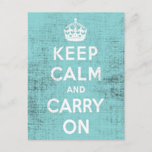 Keep Calm Blue Grunge Canvas Postcard