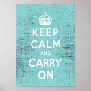 Keep Calm Blue Grunge Canvas Poster
